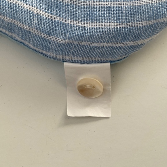 Vitamin A Playa Linen Boyfriend Shirt Sz S Blue Summer Stripe EcoLinen Beachy - Picture 11 of 12